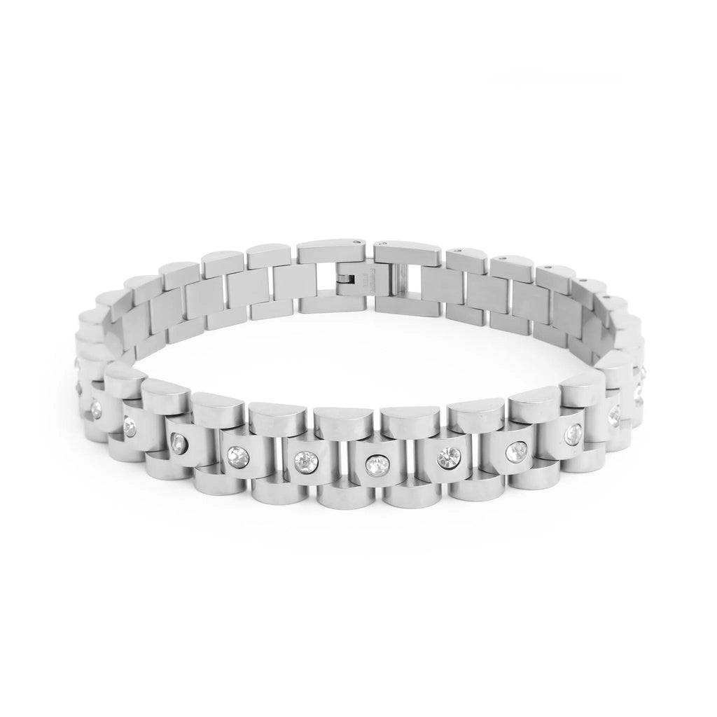 Gold Stainless Steel Watch, 18K Gold PVD CZ Stone Band Bracelet