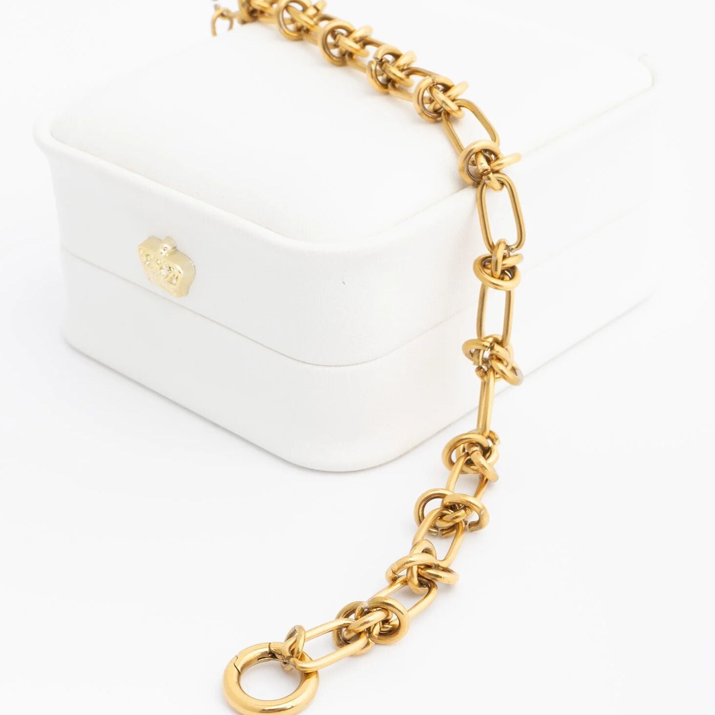 18K Gold Bracelet - Knotted Chain Adjustable Stainless Steel Jewelry With Spring Ring Clasp