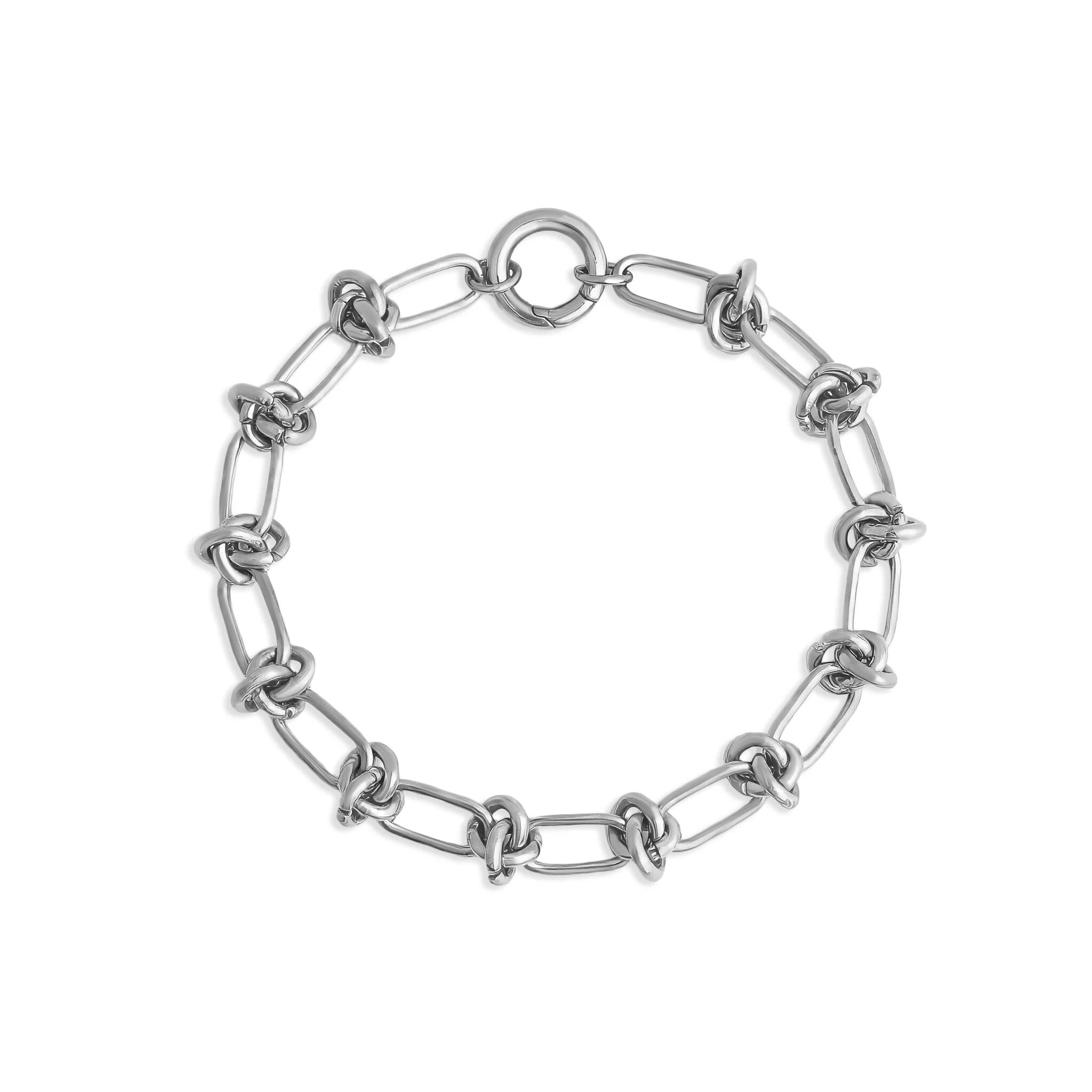 18K Gold Bracelet - Knotted Chain Adjustable Stainless Steel Jewelry With Spring Ring Clasp