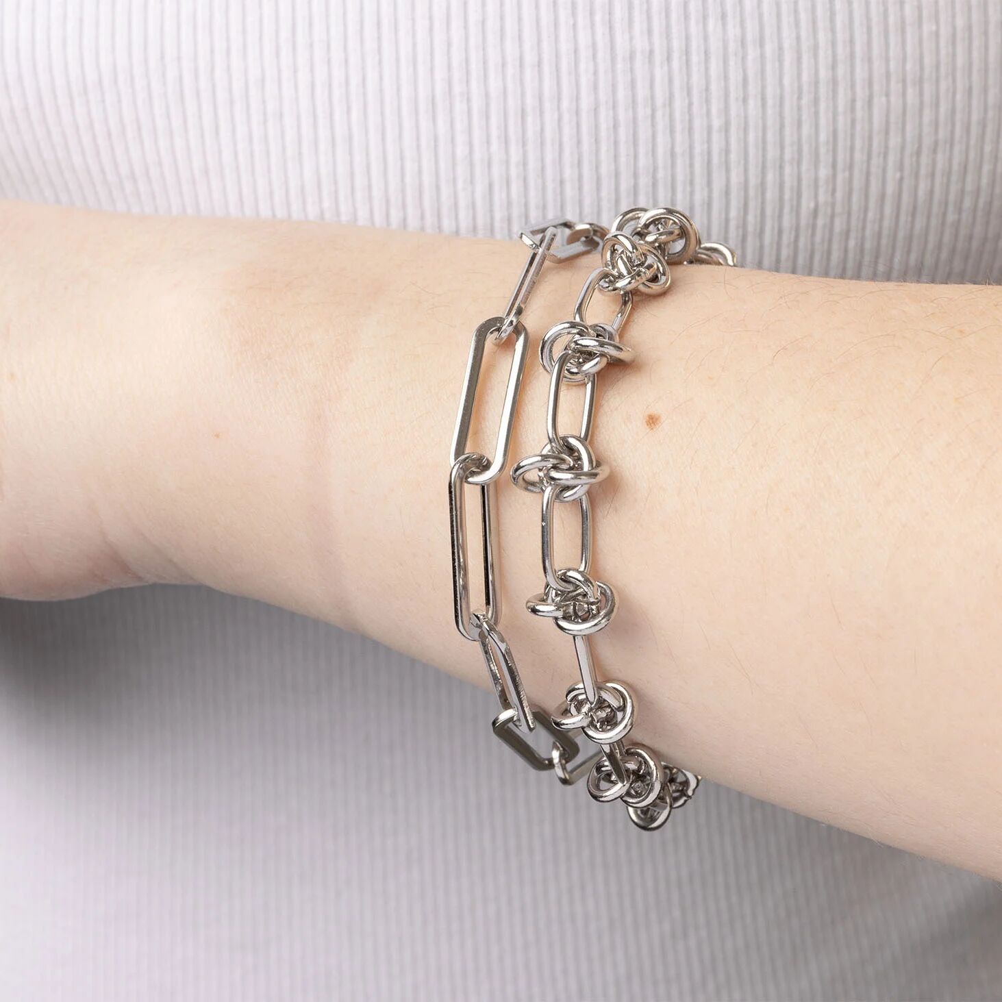 18K Gold Bracelet - Knotted Chain Adjustable Stainless Steel Jewelry With Spring Ring Clasp