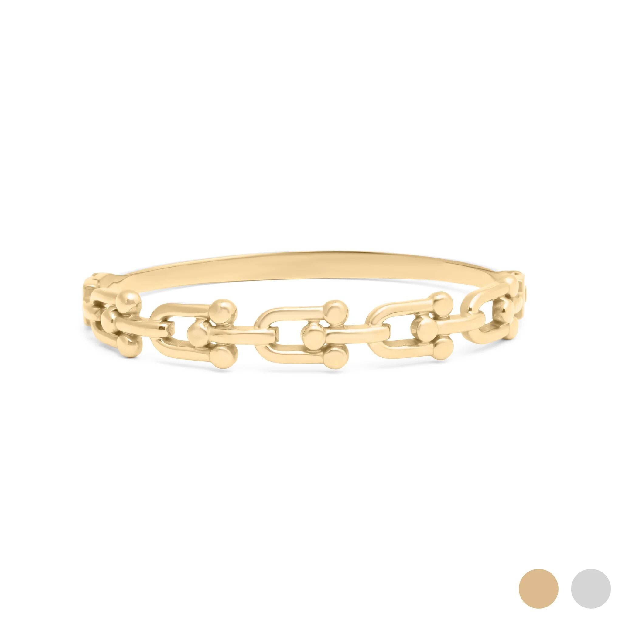 Gold chain bracelet on a white background