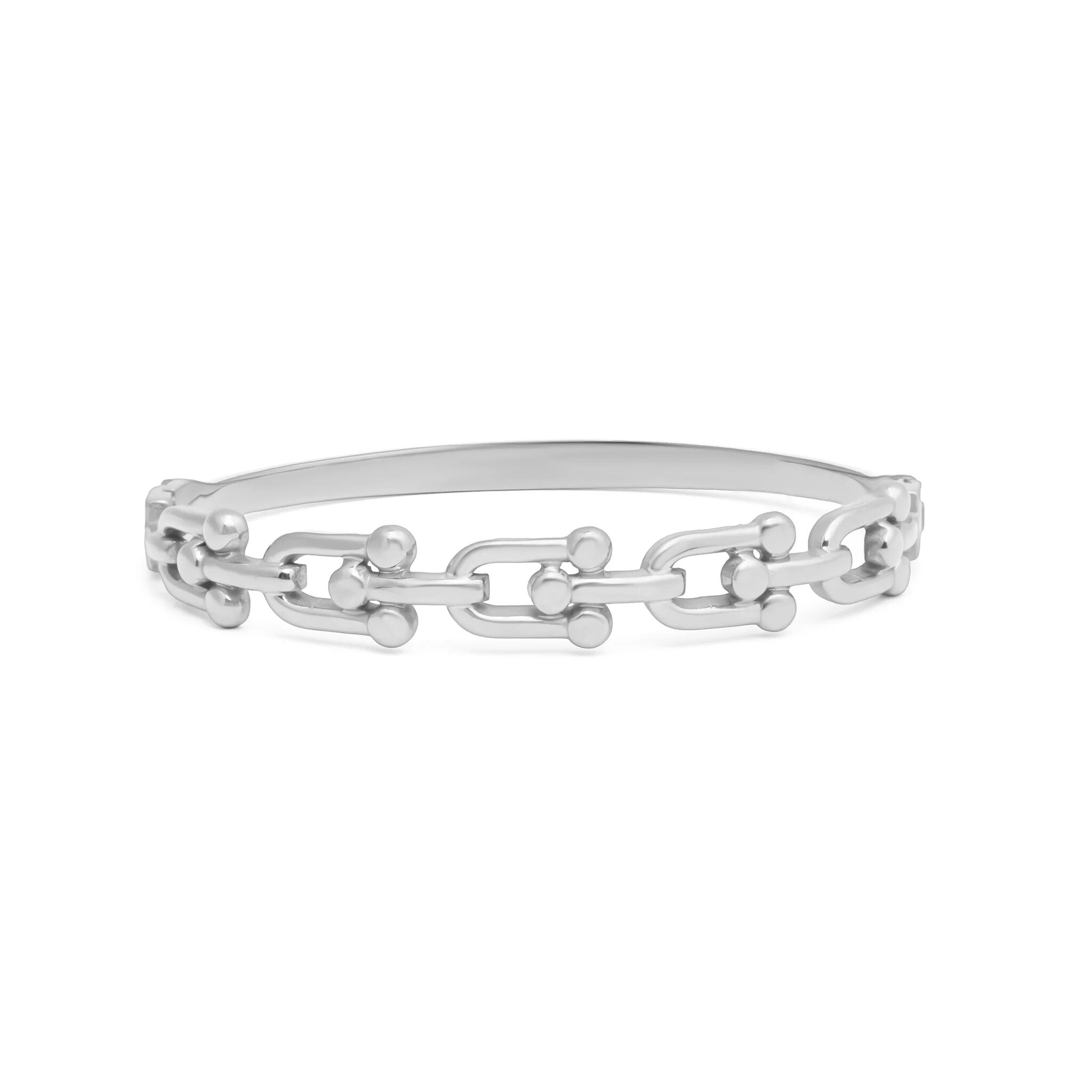 Silver chain bracelet on a white background