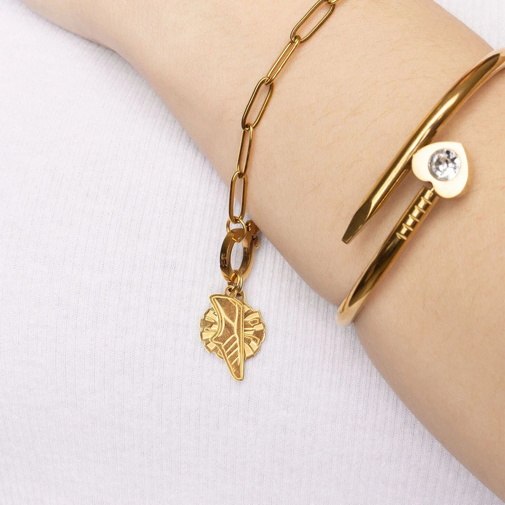 Gold Paperclip Bracelet – 18K Gold Charm Holder Bracelet With Stainless Steel Lock
