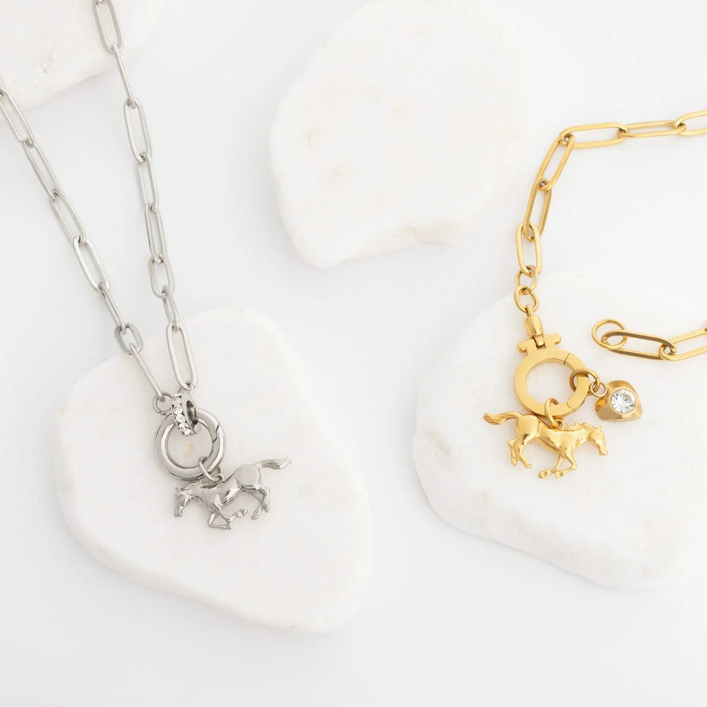 Gold Paperclip Bracelet – 18K Gold Charm Holder Bracelet With Stainless Steel Lock
