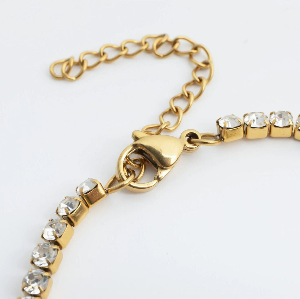 Gold Tennis Bracelet - 18K Gold Jewelry Oval Stone Stainless Steel Bracelet With Box Clasp