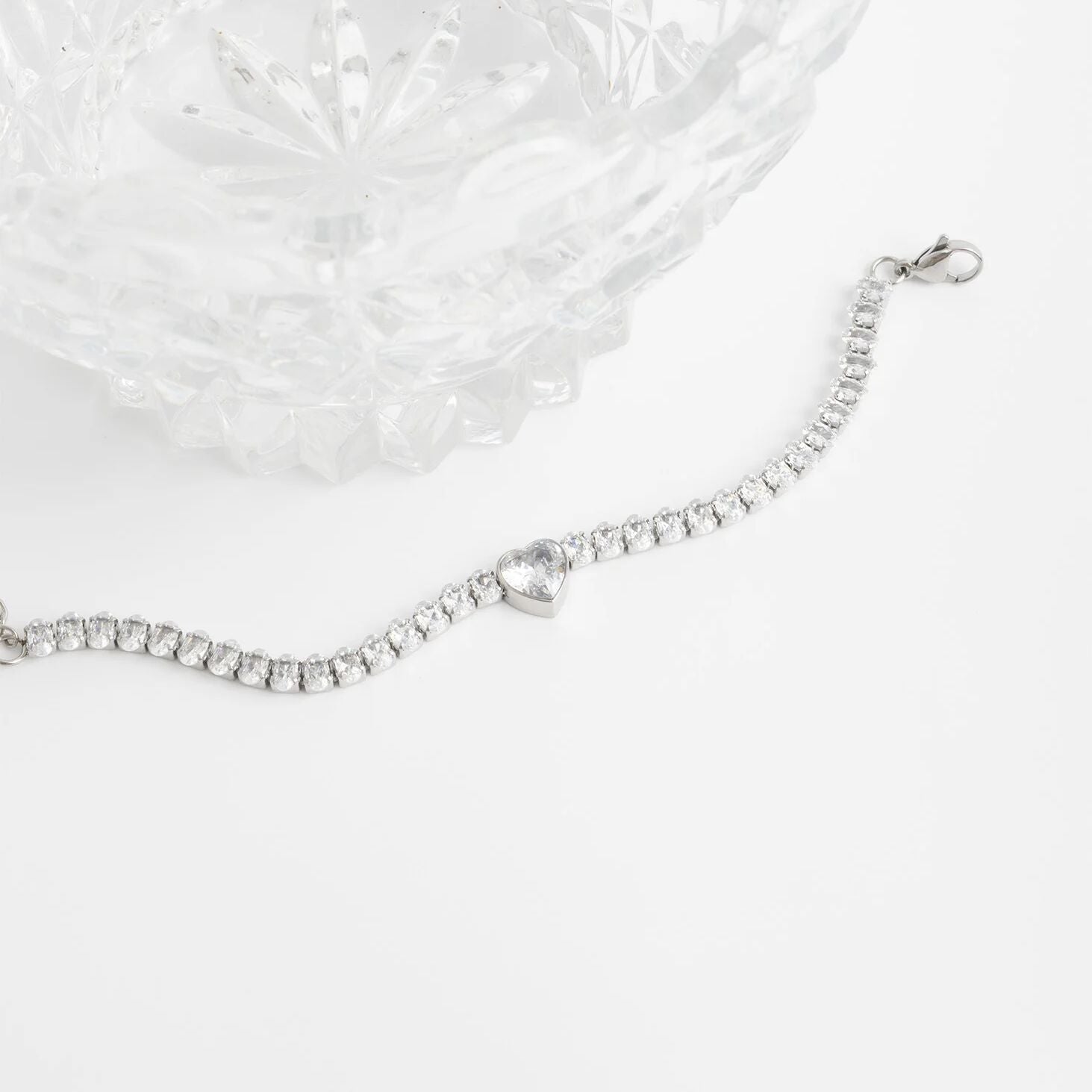 Gold Tennis Bracelet – 18K PVD Stainless Steel Heart CZ Marquis Cut Stone