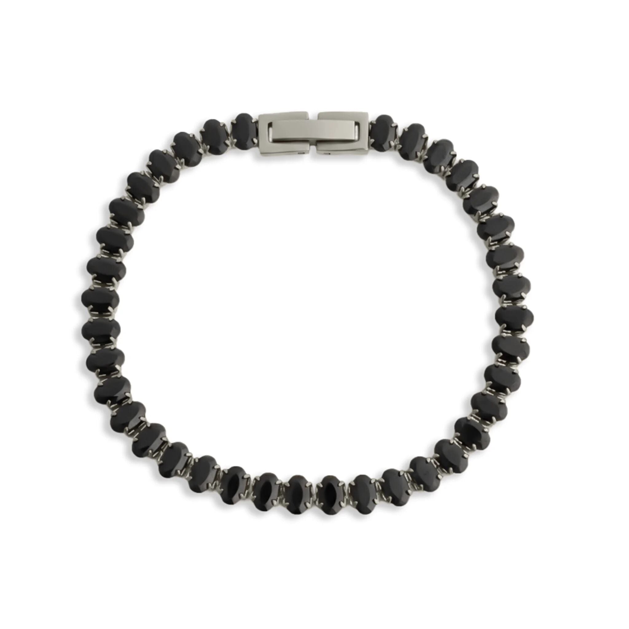 Gold Stone Bracelet – 18K Gold Jewelry With Black Oval Stone & Adjustable Chain