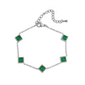 Emerald Stone Bracelet – 18K Gold Stainless Steel Station Bracelet With Adjustable Chain