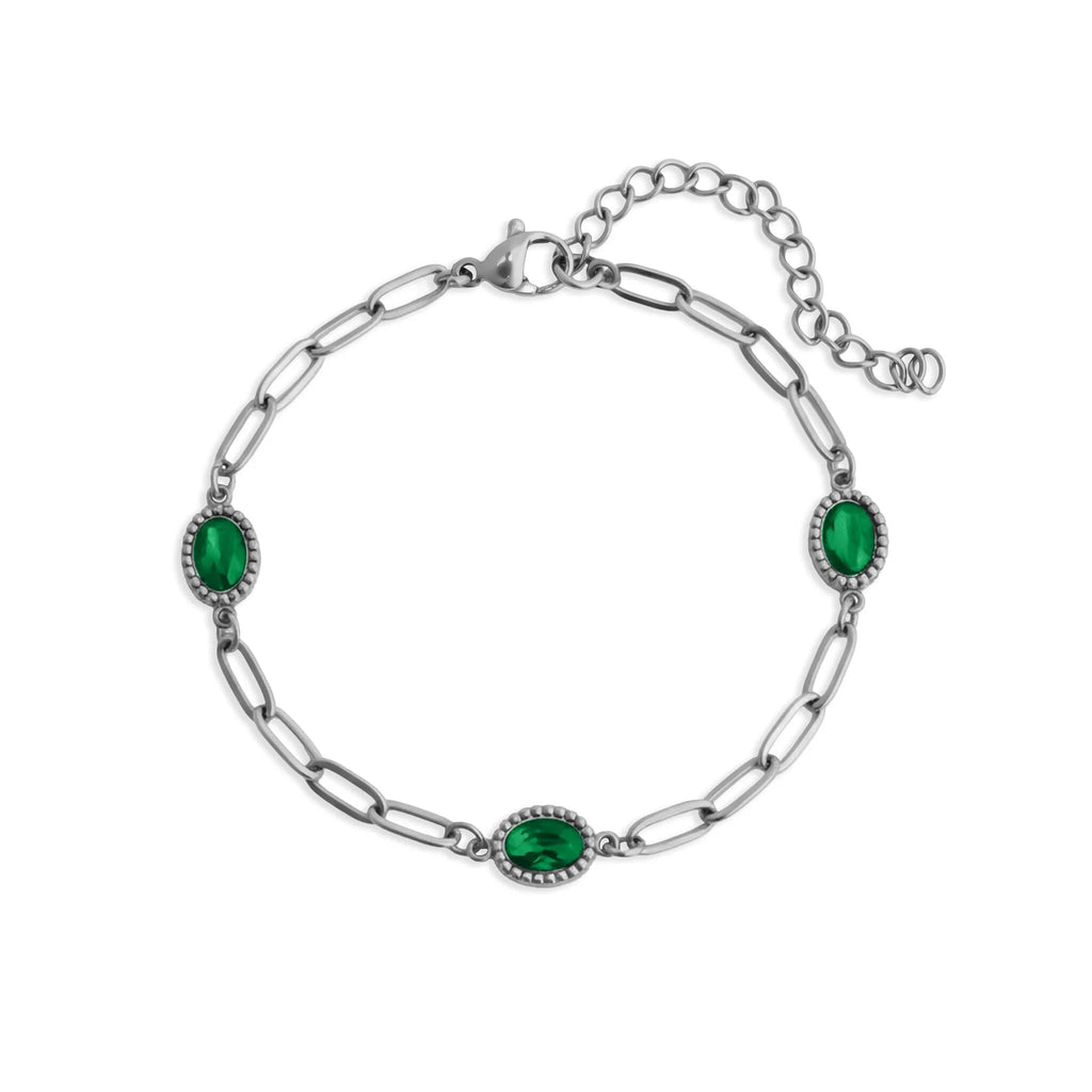 Gold Paperclip Bracelet – 18K Gold Jewelry With Emerald Stone & Stainless Steel