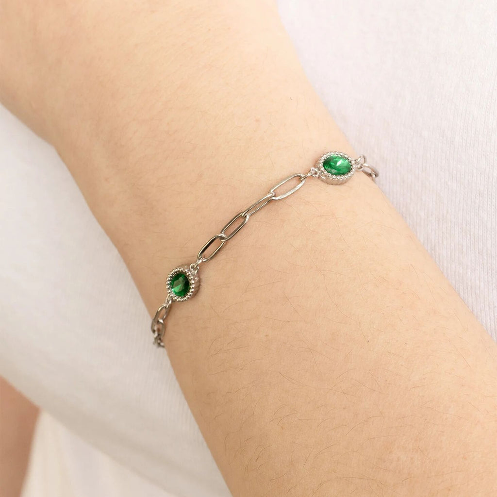 Gold Paperclip Bracelet – 18K Gold Jewelry With Emerald Stone & Stainless Steel