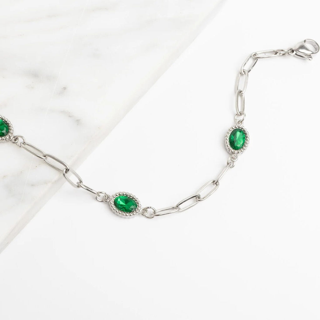 Gold Paperclip Bracelet – 18K Gold Jewelry With Emerald Stone & Stainless Steel