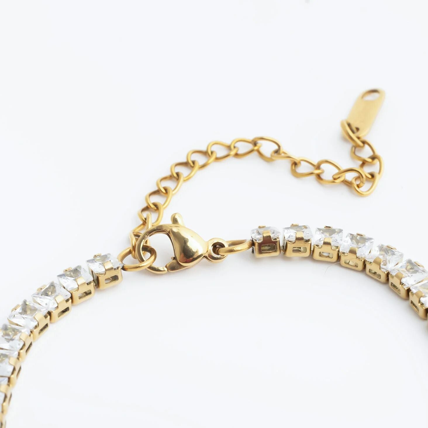 Emerald Cut Tennis Bracelet – 18K Gold PVD Stainless Steel CZ Stone Bracelet