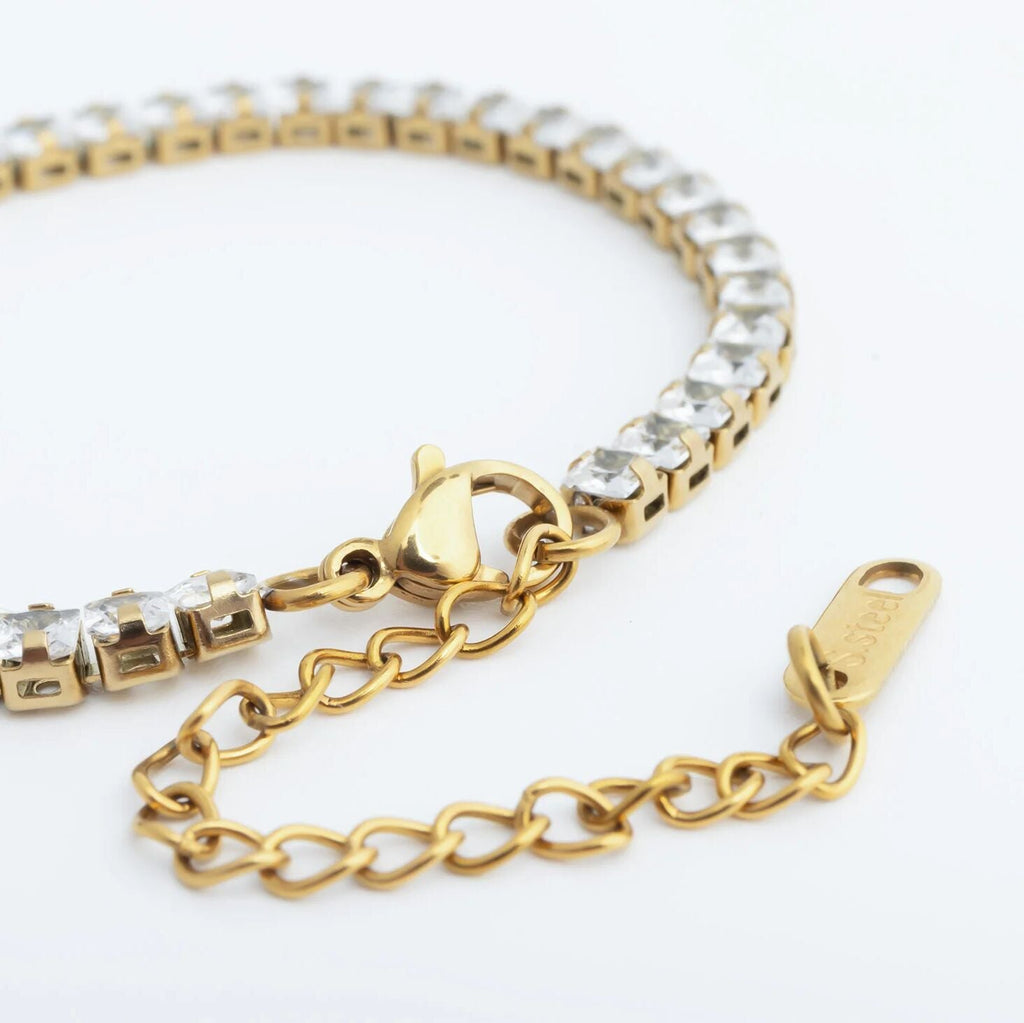 Emerald Cut Tennis Bracelet – 18K Gold PVD Stainless Steel CZ Stone Bracelet
