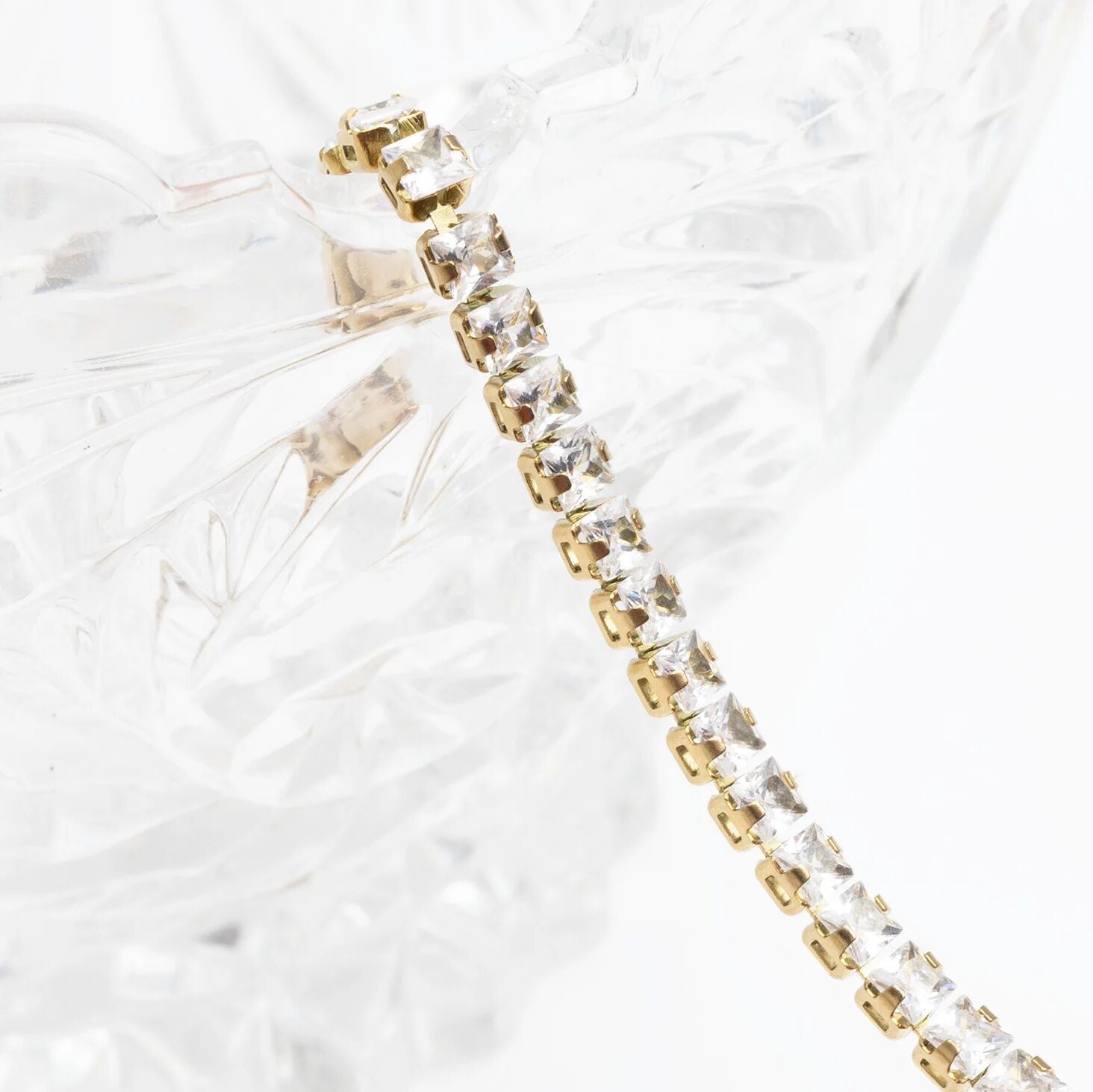 Emerald Cut Tennis Bracelet – 18K Gold PVD Stainless Steel CZ Stone Bracelet