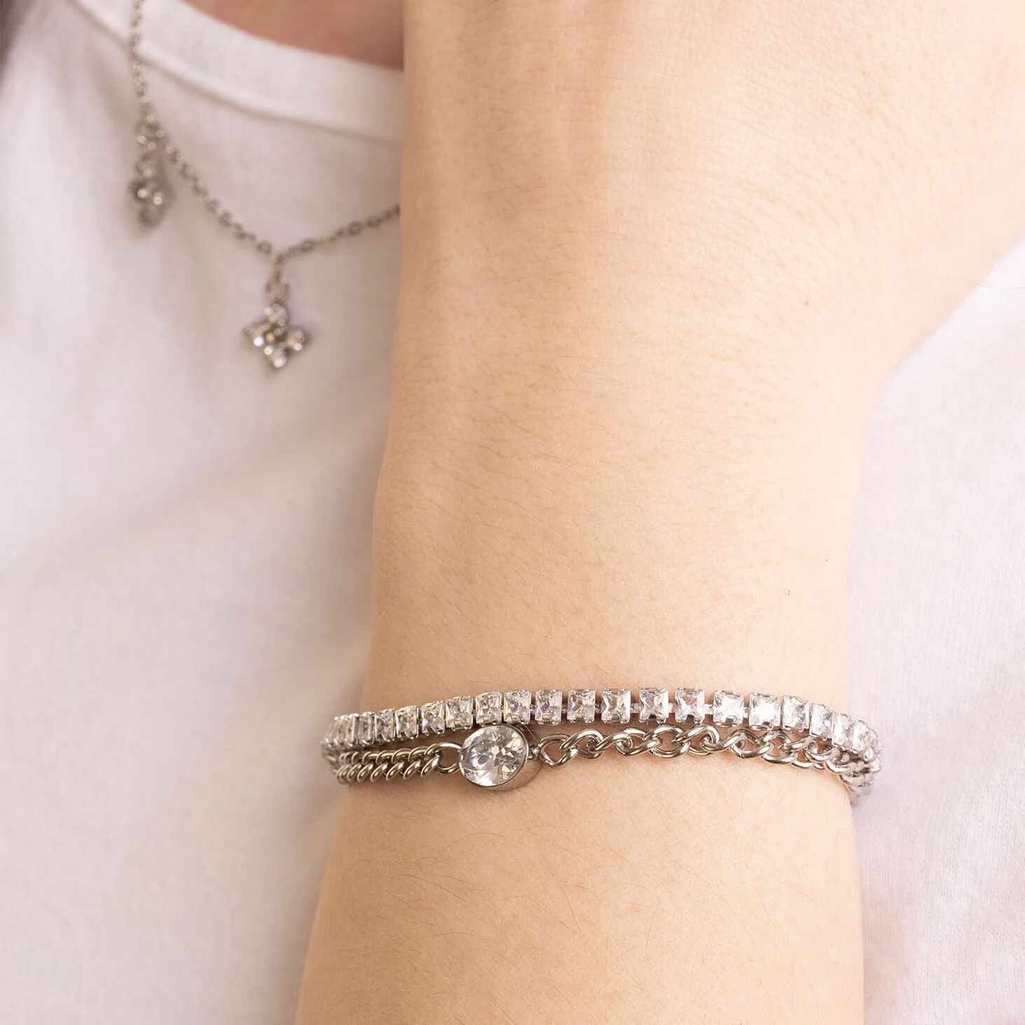 Emerald Cut Tennis Bracelet – 18K Gold PVD Stainless Steel CZ Stone Bracelet