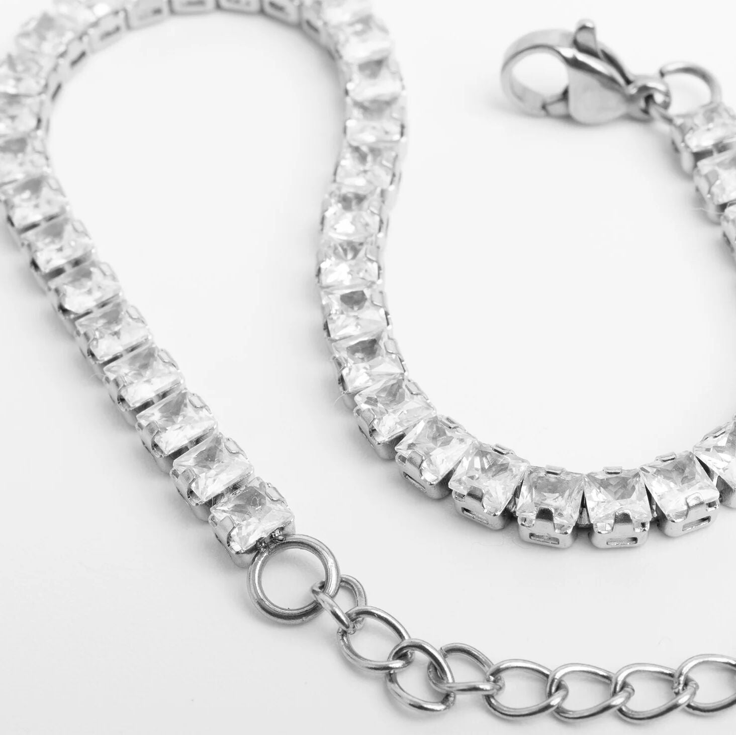 Emerald Cut Tennis Bracelet – 18K Gold PVD Stainless Steel CZ Stone Bracelet