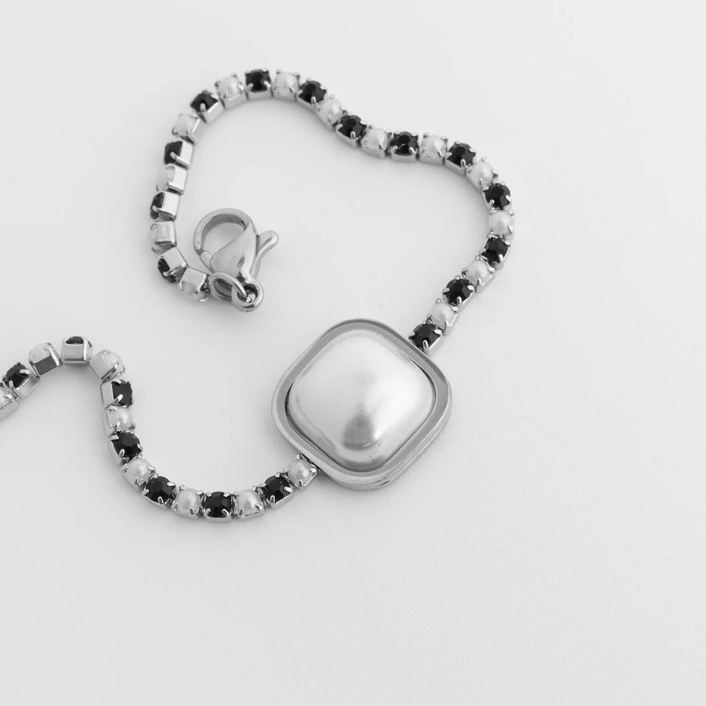 18K Gold Pearl Bracelet – Two Tone Stainless Steel Jewelry with Pearl Center Stone