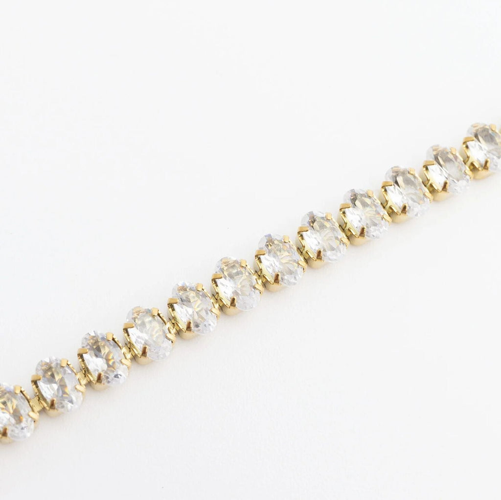 18K Gold Tennis Bracelet – Adjustable Oval CZ Chain | Stainless Steel Jewelry