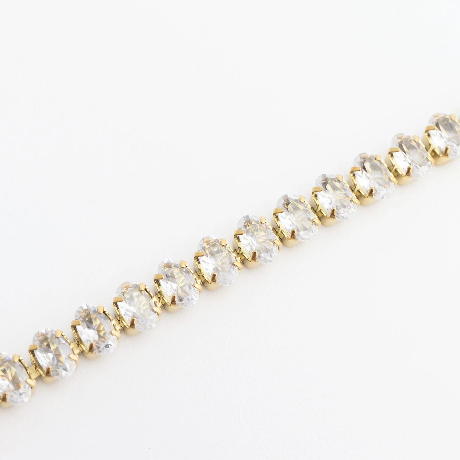 18K Gold Tennis Bracelet – Adjustable Oval CZ Chain | Stainless Steel Jewelry