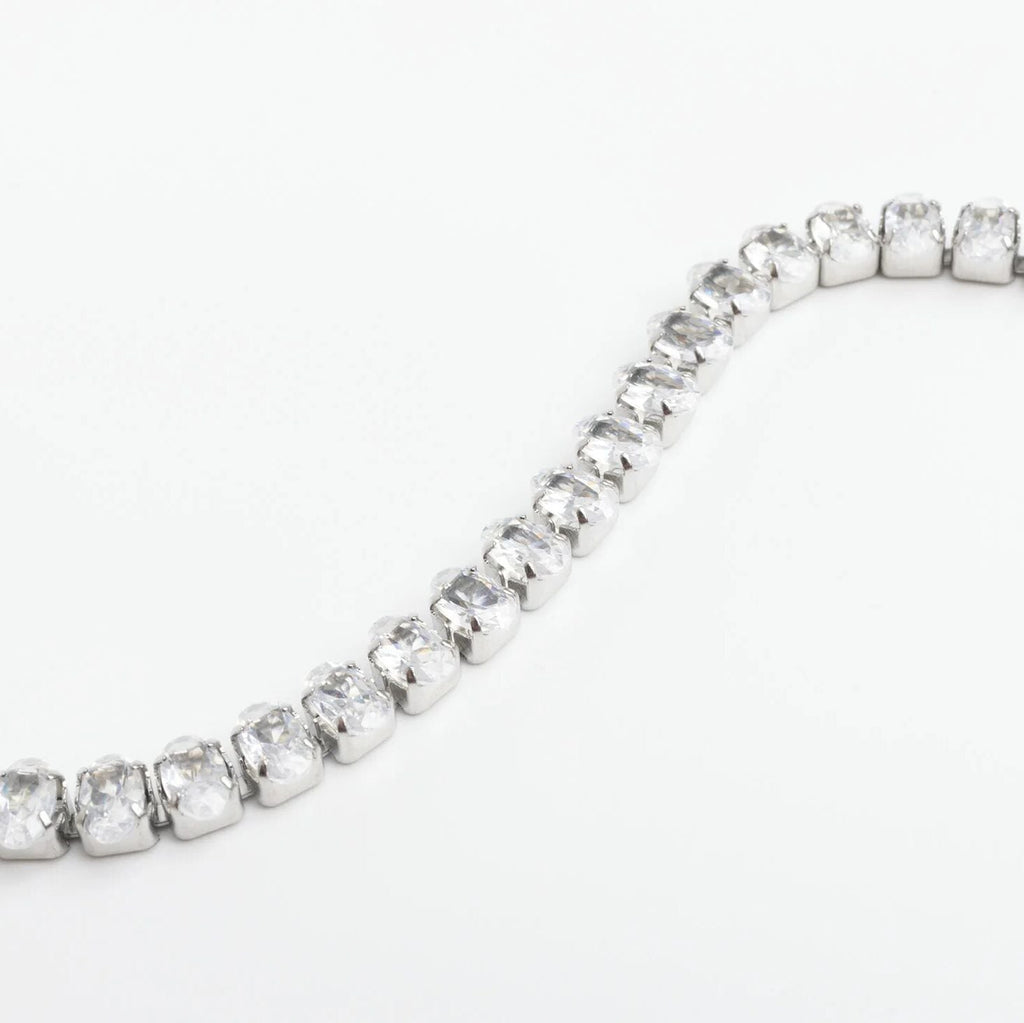 18K Gold Tennis Bracelet – Adjustable Oval CZ Chain | Stainless Steel Jewelry