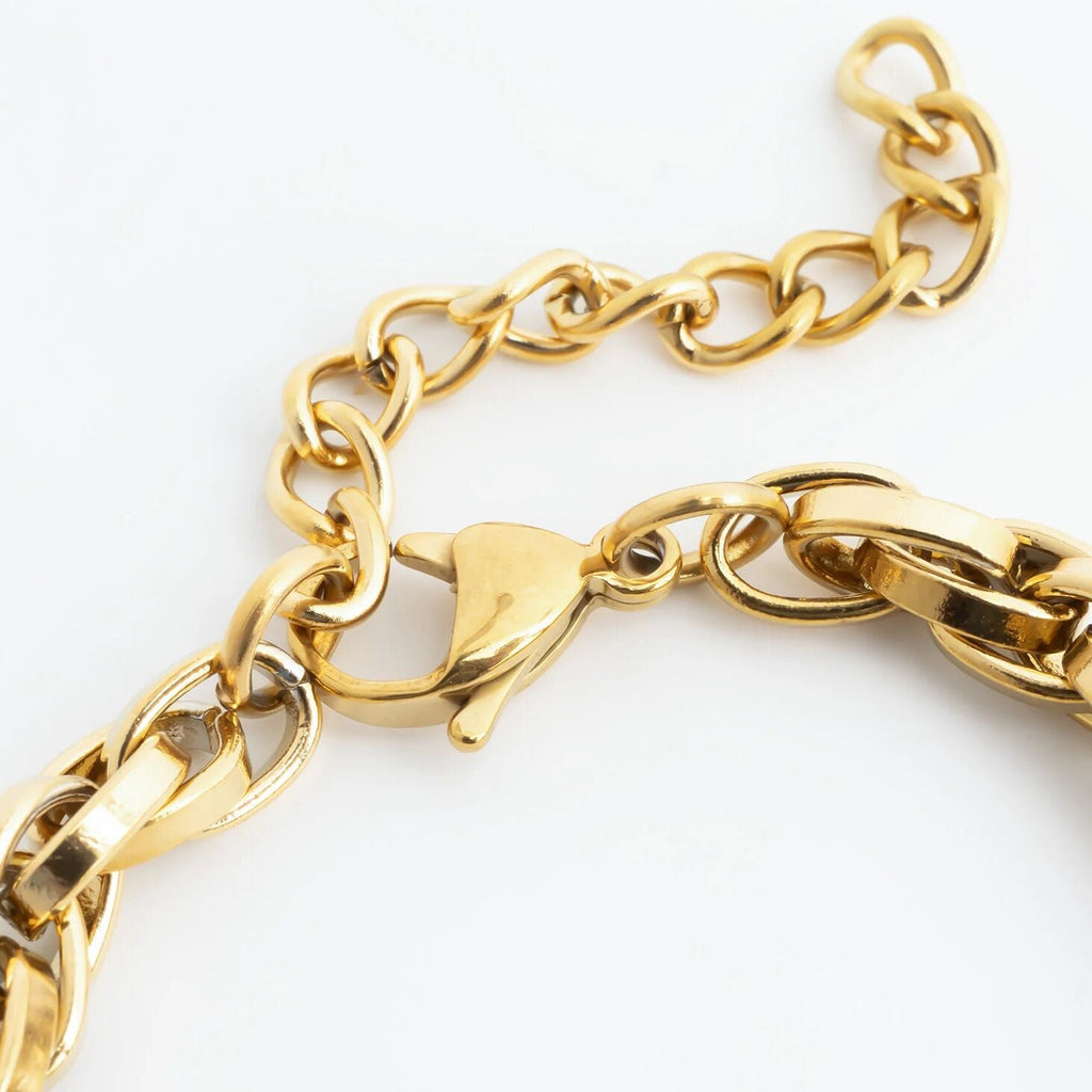 Gold Chain Bracelet - 18K Gold PVD Double Oval Link Adjustable Bracelet