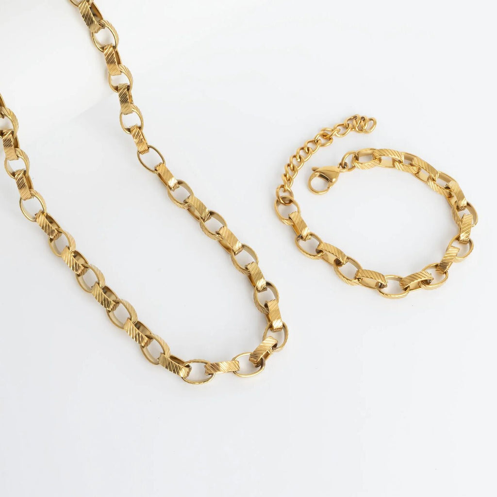 18K Gold Chain Bracelet – Thick Oval Link | PVD Coated, Scratch Resistant