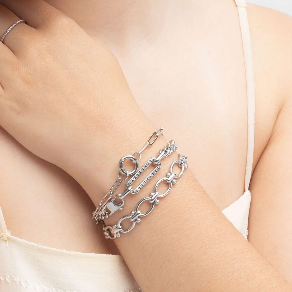 Stainles Steel Round and Bead Chain Bracelet- model