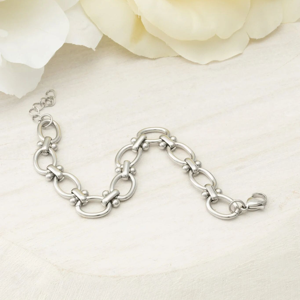 Stainles Steel Round and Bead Chain Bracelet- studio