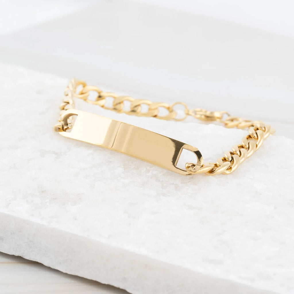 Wholesale jewelry 14K Gold Filled Plus™ Blank ID Curved Bar Bracelet- studio 