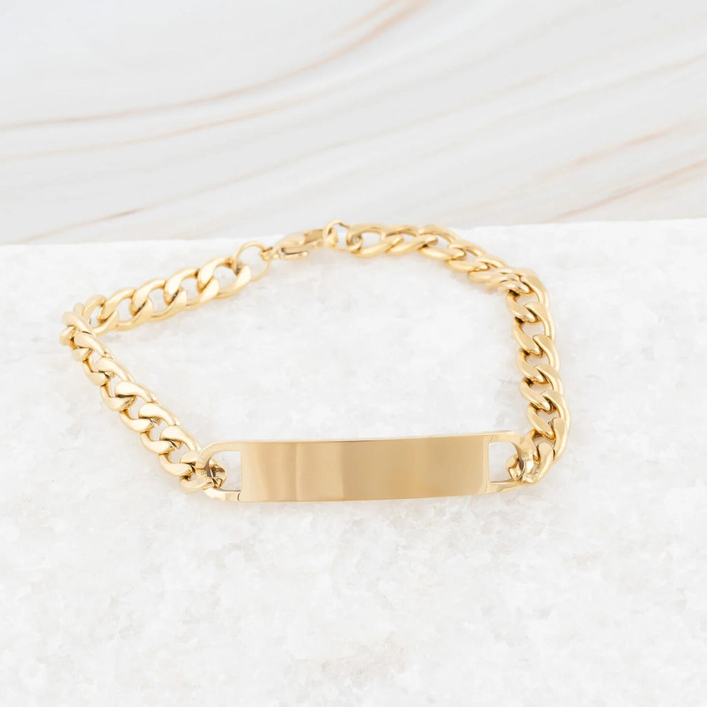 Wholesale jewelry 14K Gold Filled Plus™ Blank ID Curved Bar Bracelet- studio 
