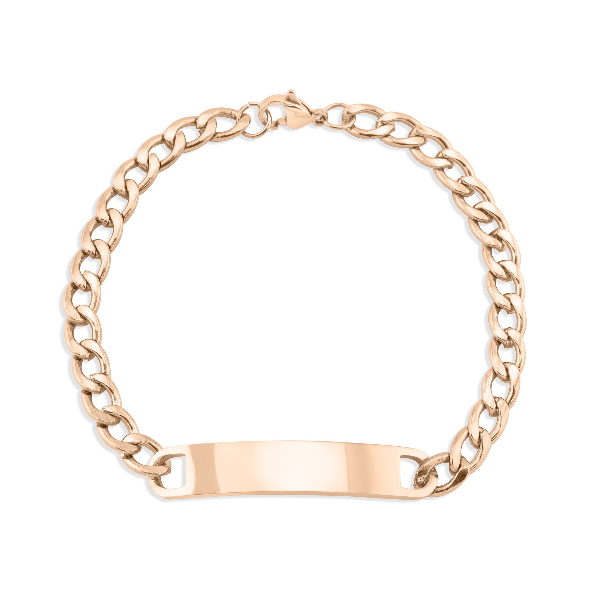 Gold ID Bracelet – Stainless Steel Curved Bar Blank ID Bar, Durable PVD Coated Jewelry