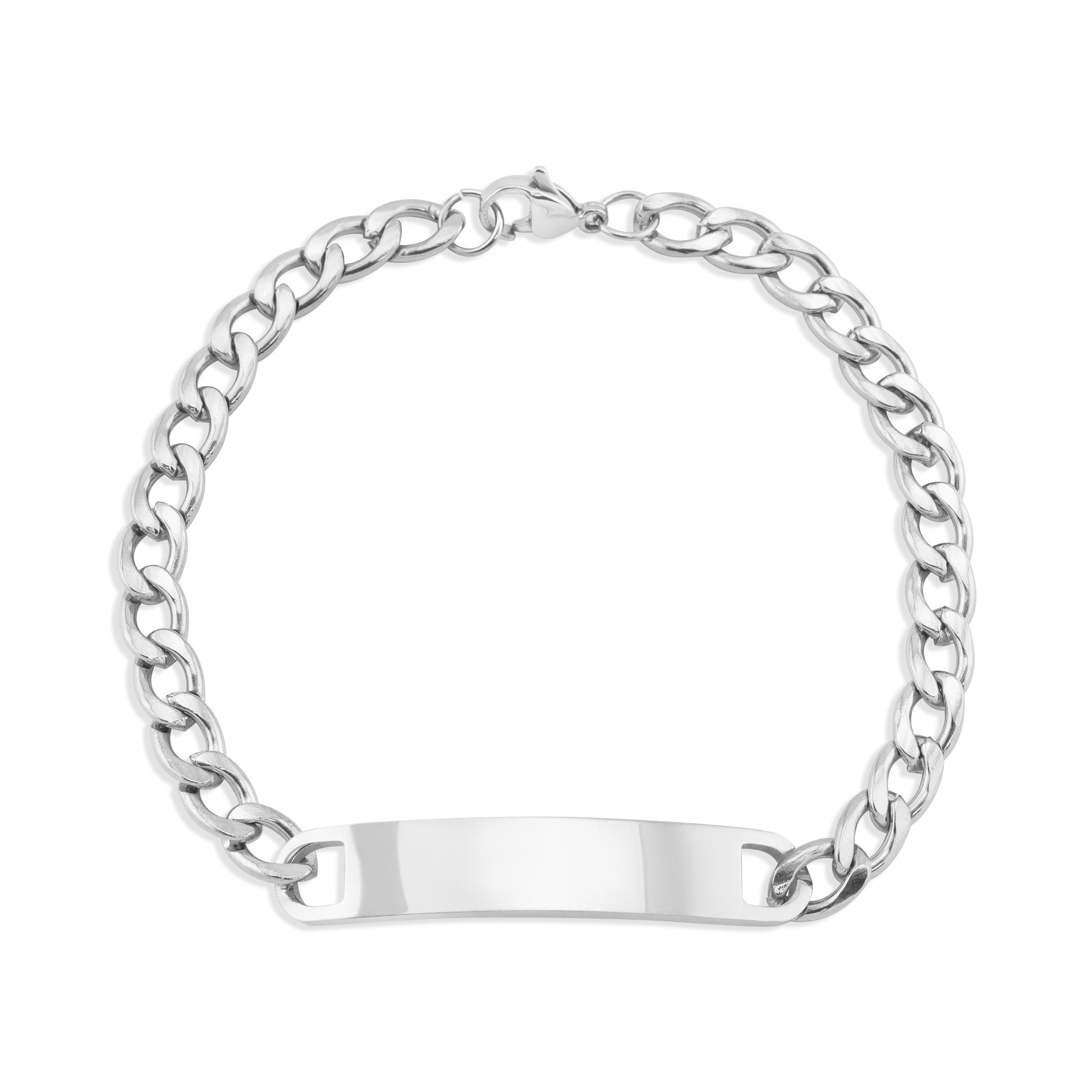 Gold ID Bracelet – Stainless Steel Curved Bar Blank ID Bar, Durable PVD Coated Jewelry