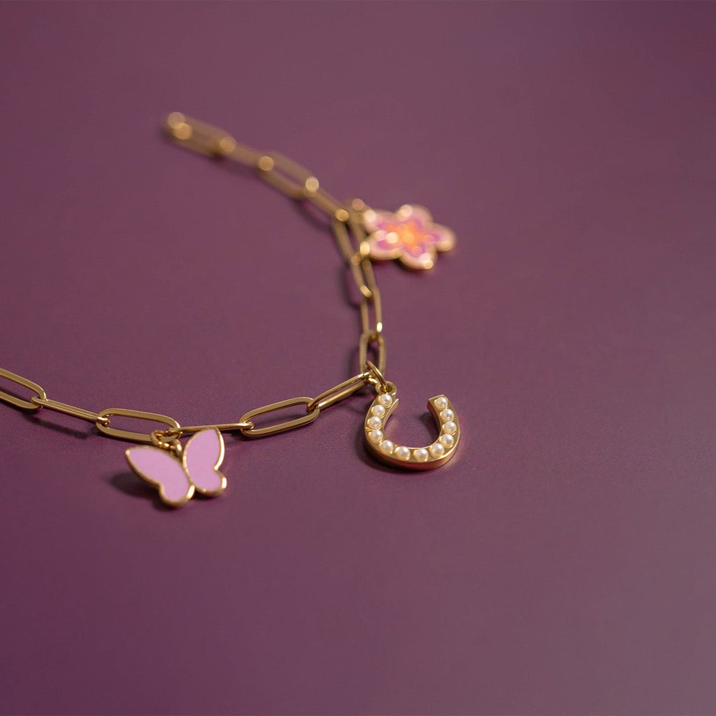 Pearl Horseshoe Charm – Gold PVD Coated Stainless Steel Luck Pendant