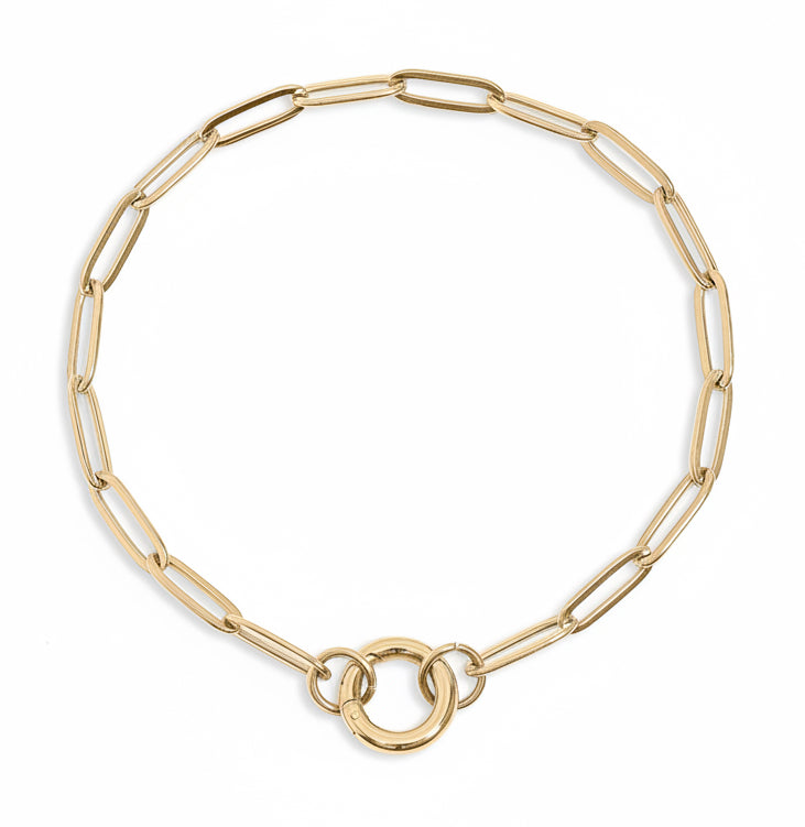 Gold Paperclip Bracelet – Durable Stainless Steel Charm Keeper Chain 18K Gold Jewelry