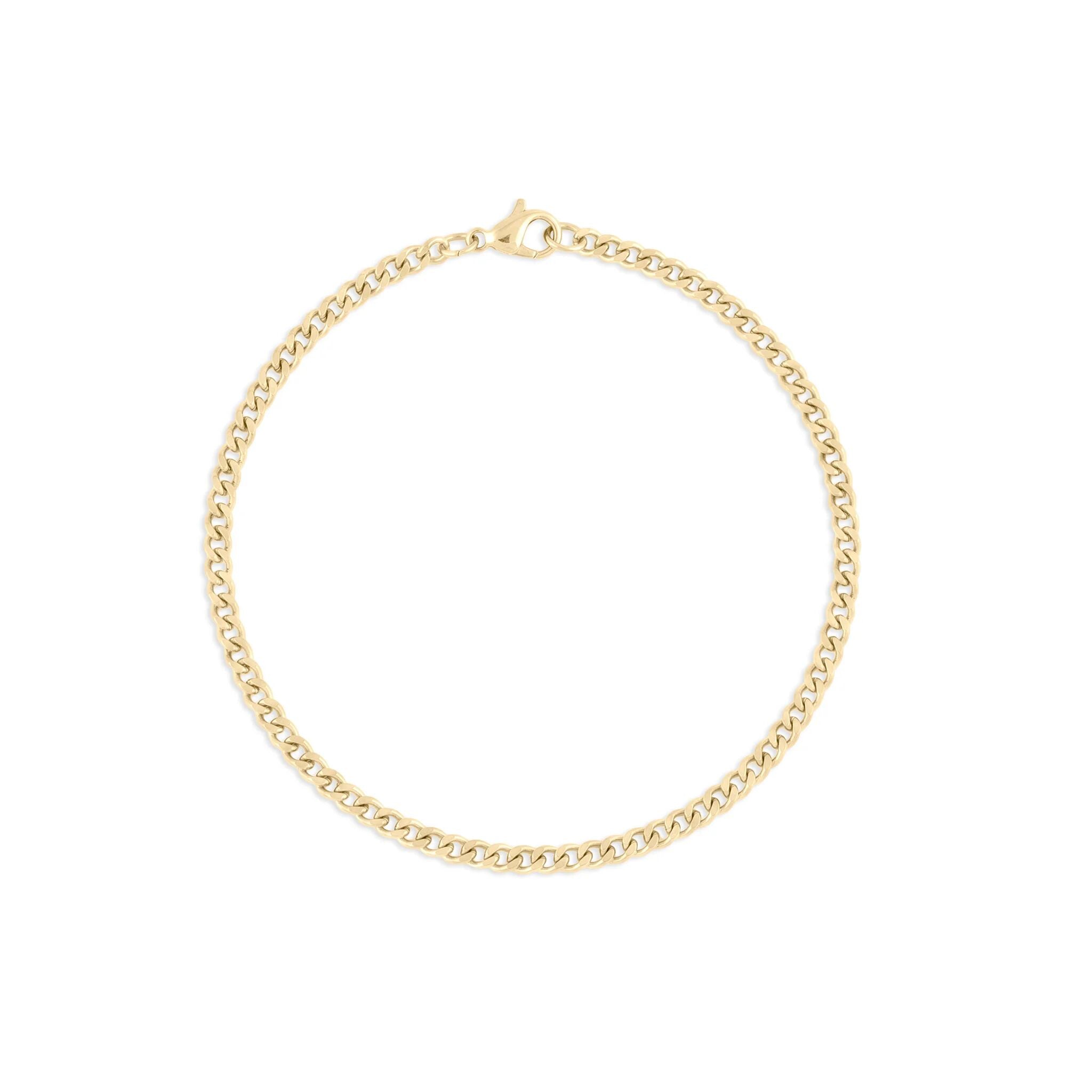 Wholesale jewelry 14K Gold Filled Plus Diamond Cut Curb Chain Bracelet- main- 3mm