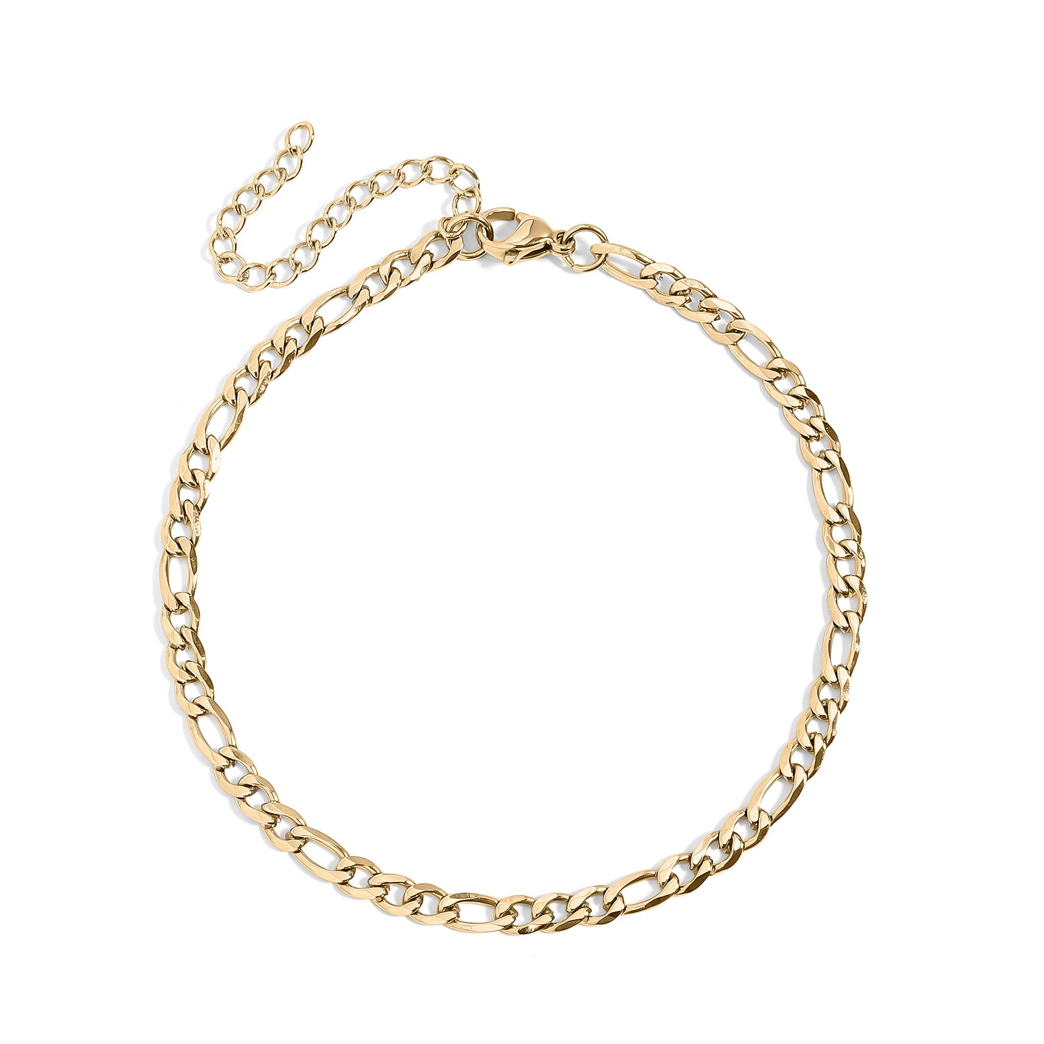 Figaro Chain Bracelet – Adjustable Gold Chain with PVD Coating & Lobster Clasp