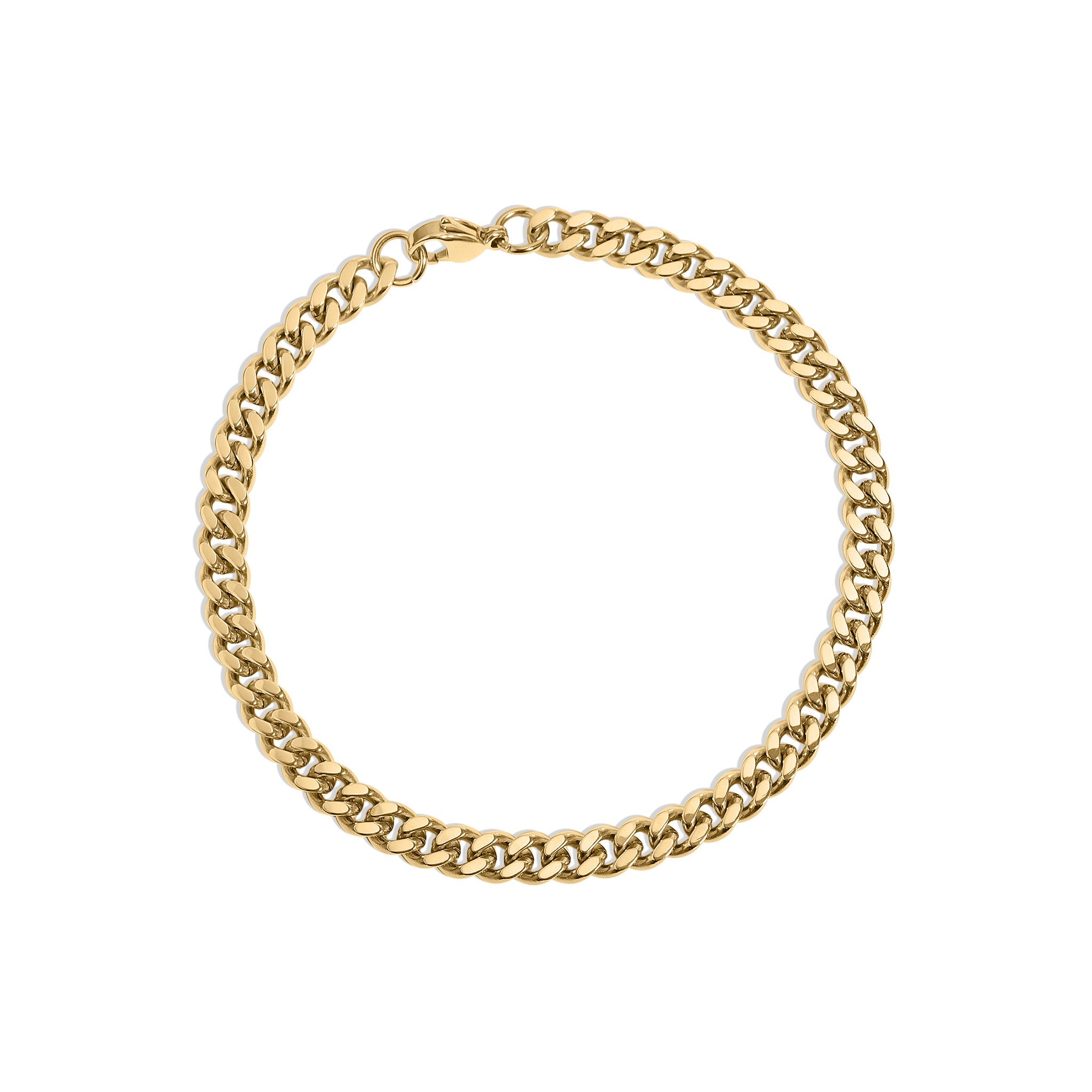 Diamond Cut Curb Chain 18K Gold Bracelet – Durable Hypoallergenic Stainless Steel Jewelry