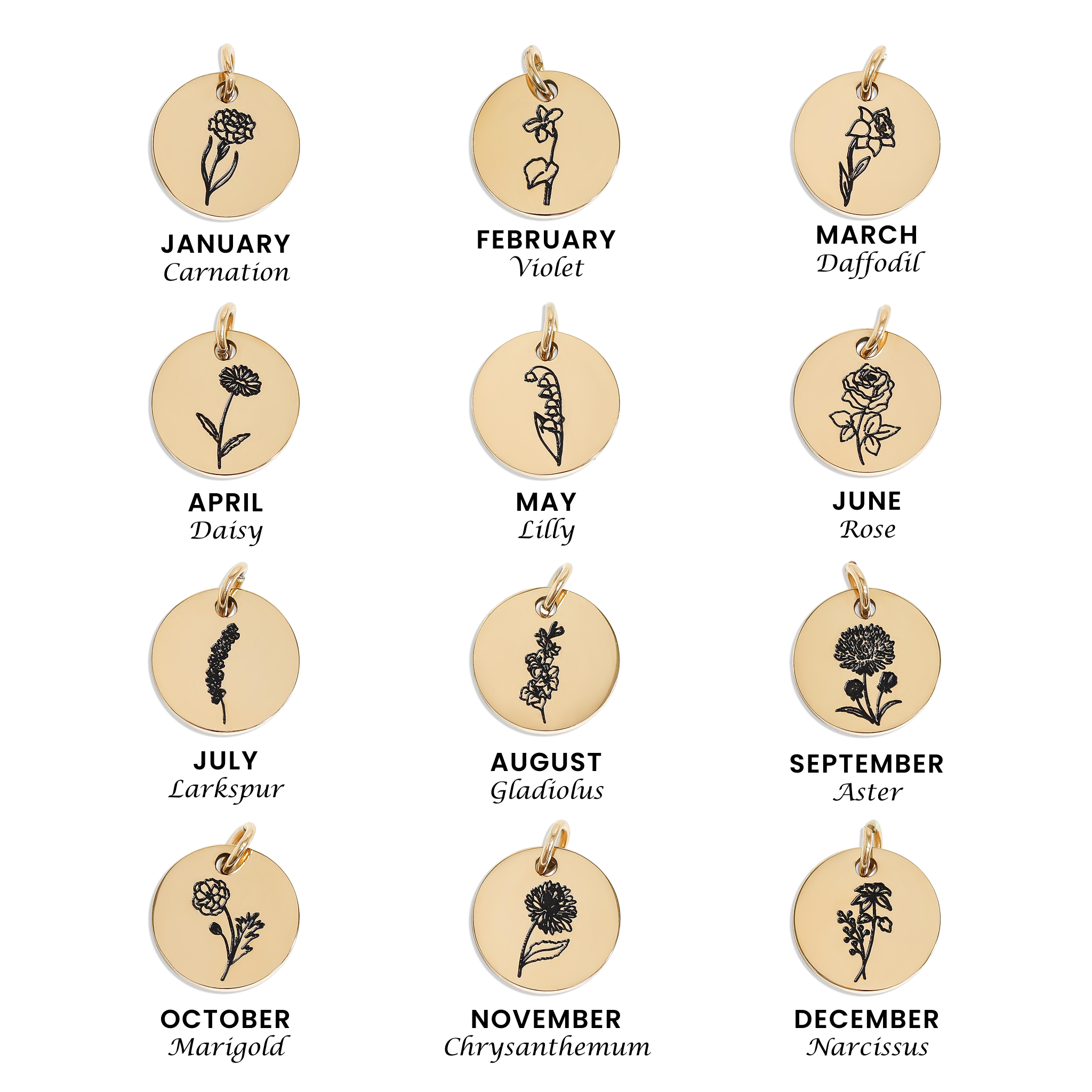 Gold Birth Flower Pendant – 18K PVD Coated Stainless Steel Floral Charm Necklace