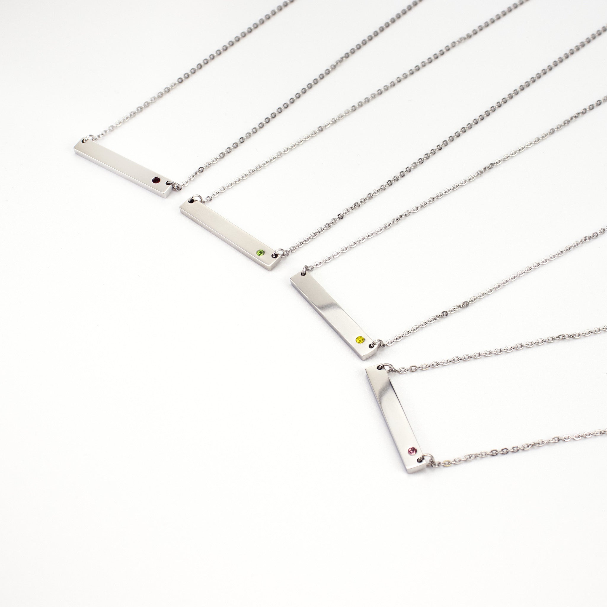 Stainless Steel Bar Birthstone Necklace / SBB0055