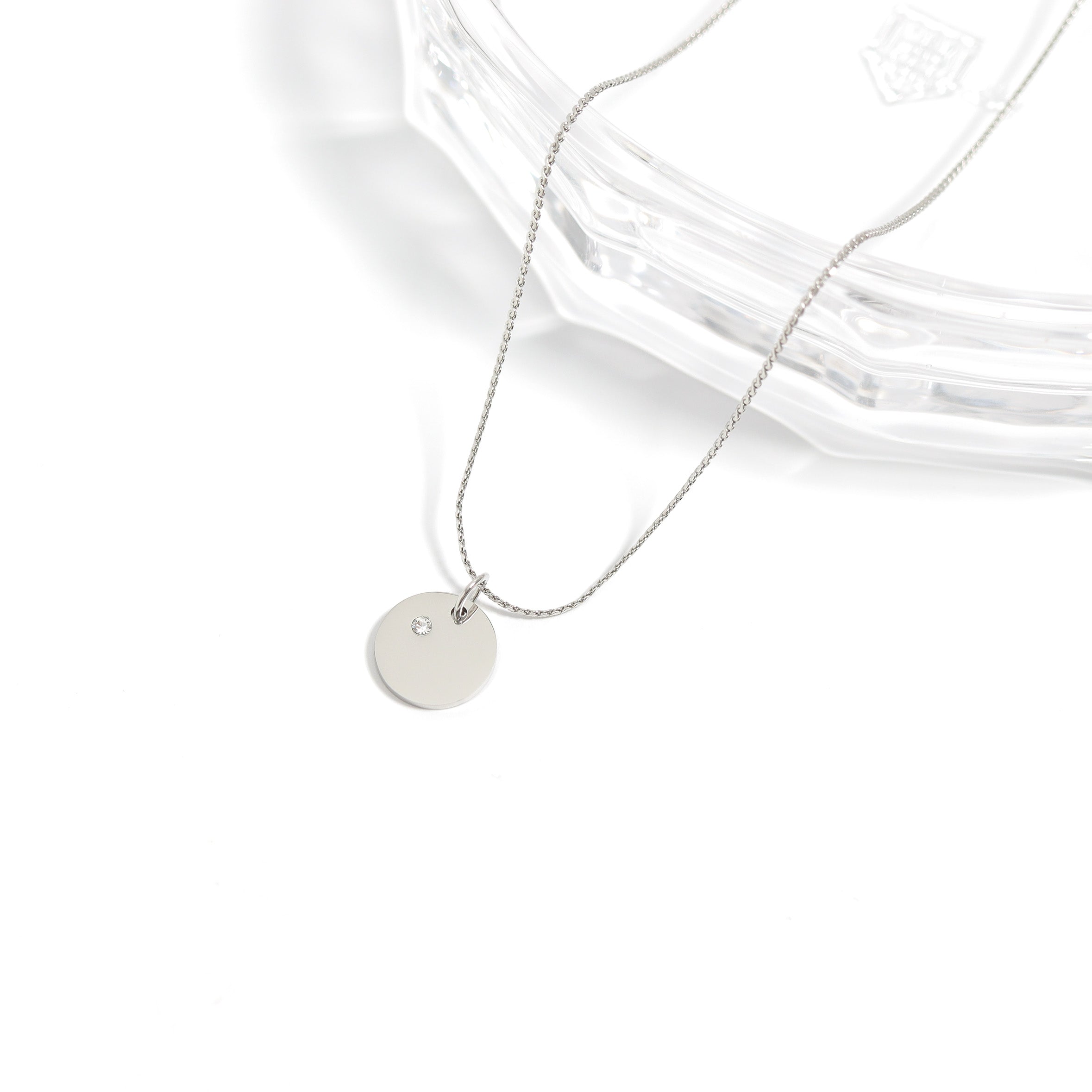 CZ Birthstone Pendant – Durable Stainless Steel Round Pendant Blank for Custom Engraved Jewelry