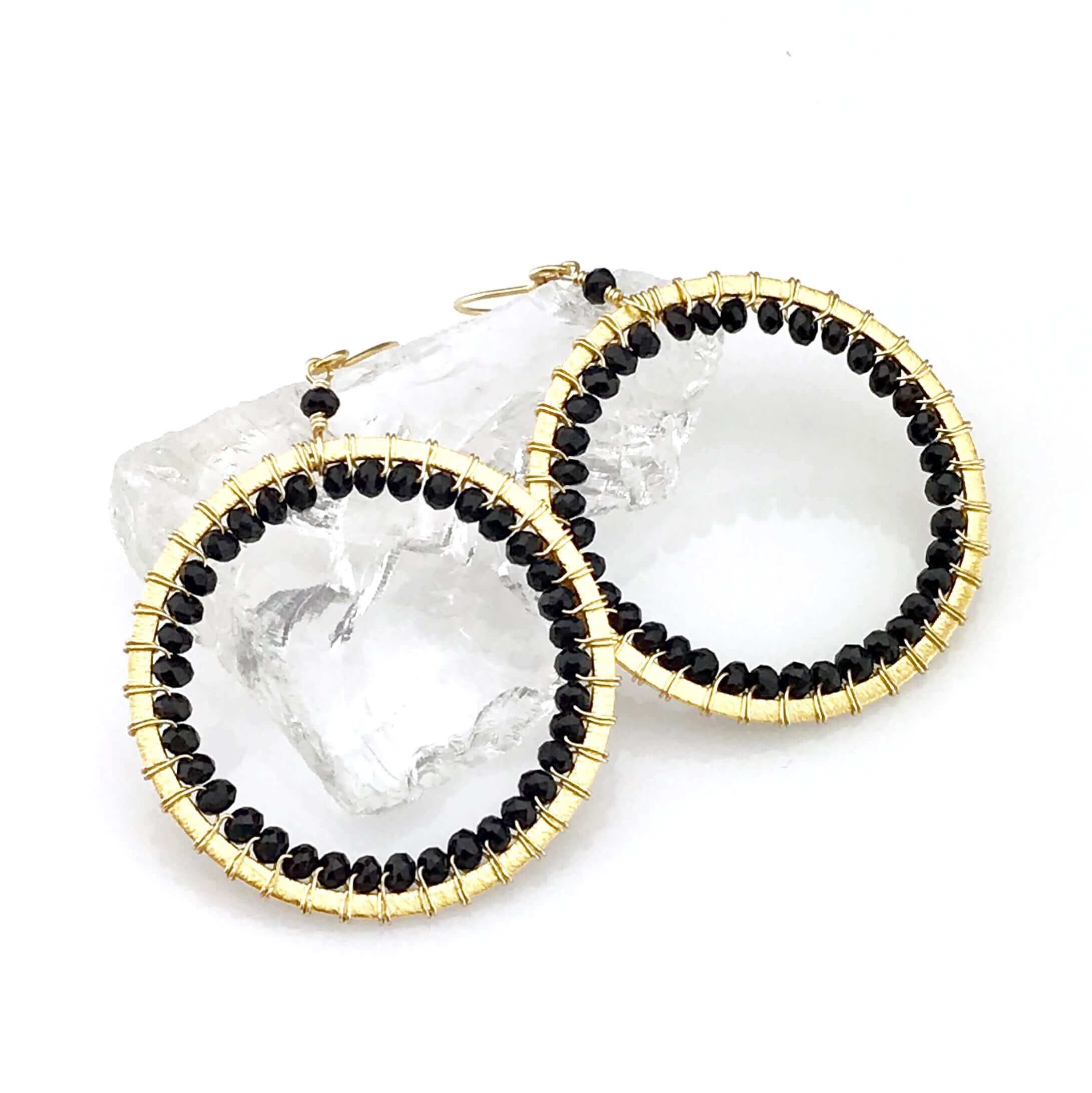 Blue Chalcedony Earrings – Gold Plated Lightweight Hoop Earrings With Halo Style