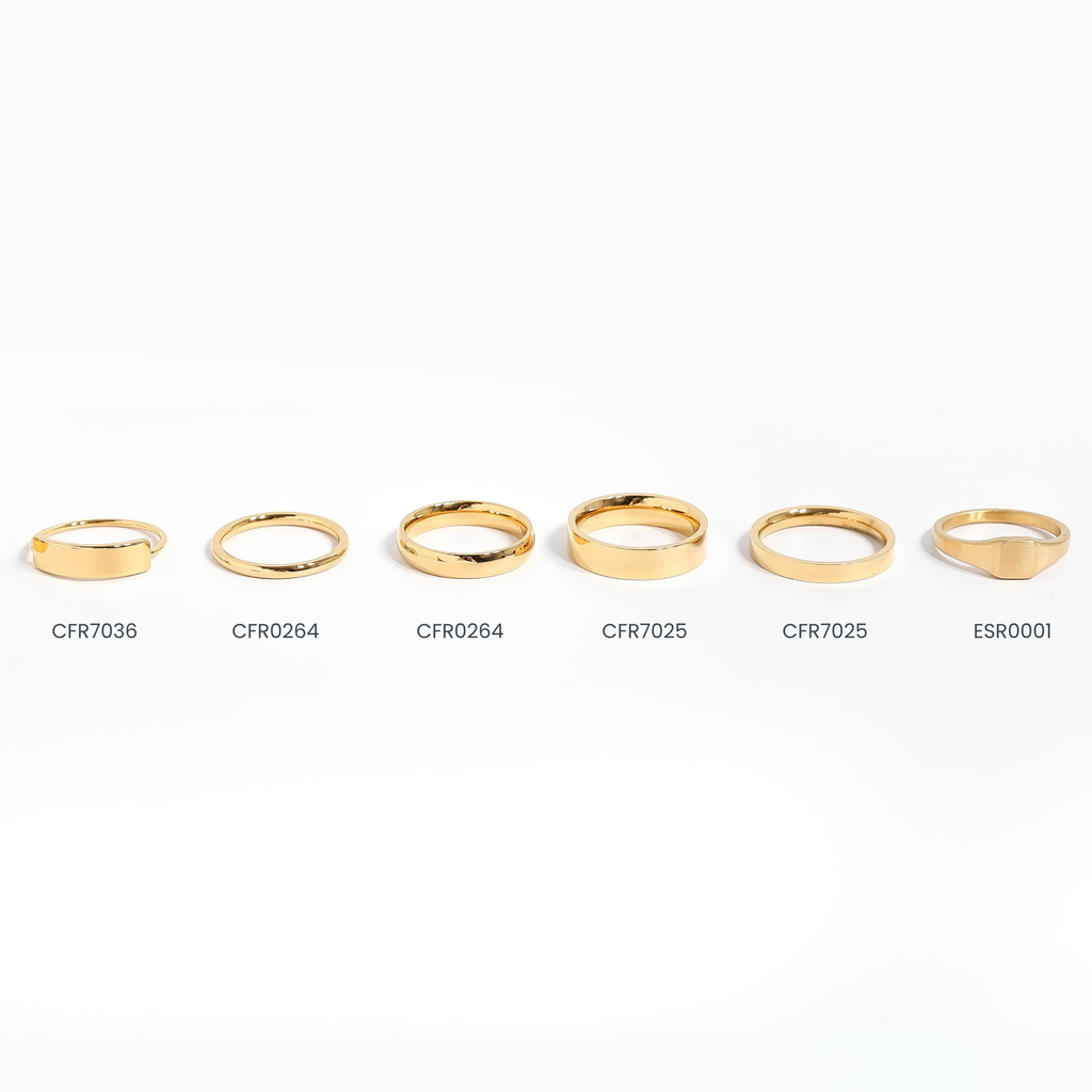 18K Gold Stainless Ring – Flat Blank Custom Engraving Ring | Hypoallergenic Jewelry