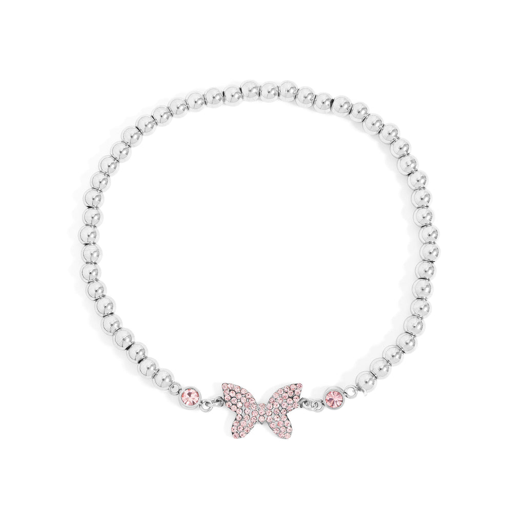 Gold Butterfly Bracelet – Adjustable Stretch Beaded Stainless Steel Charm
