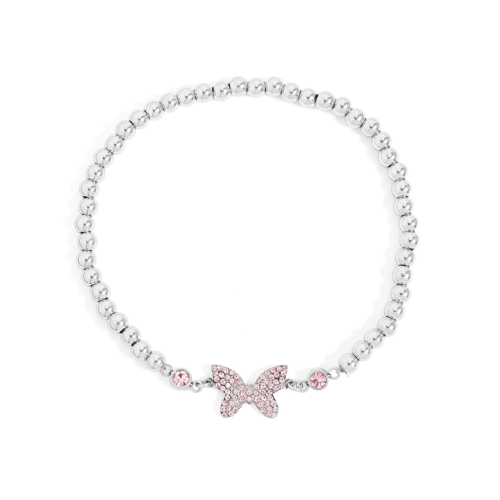 Gold Butterfly Bracelet – Adjustable Stretch Beaded Stainless Steel Charm