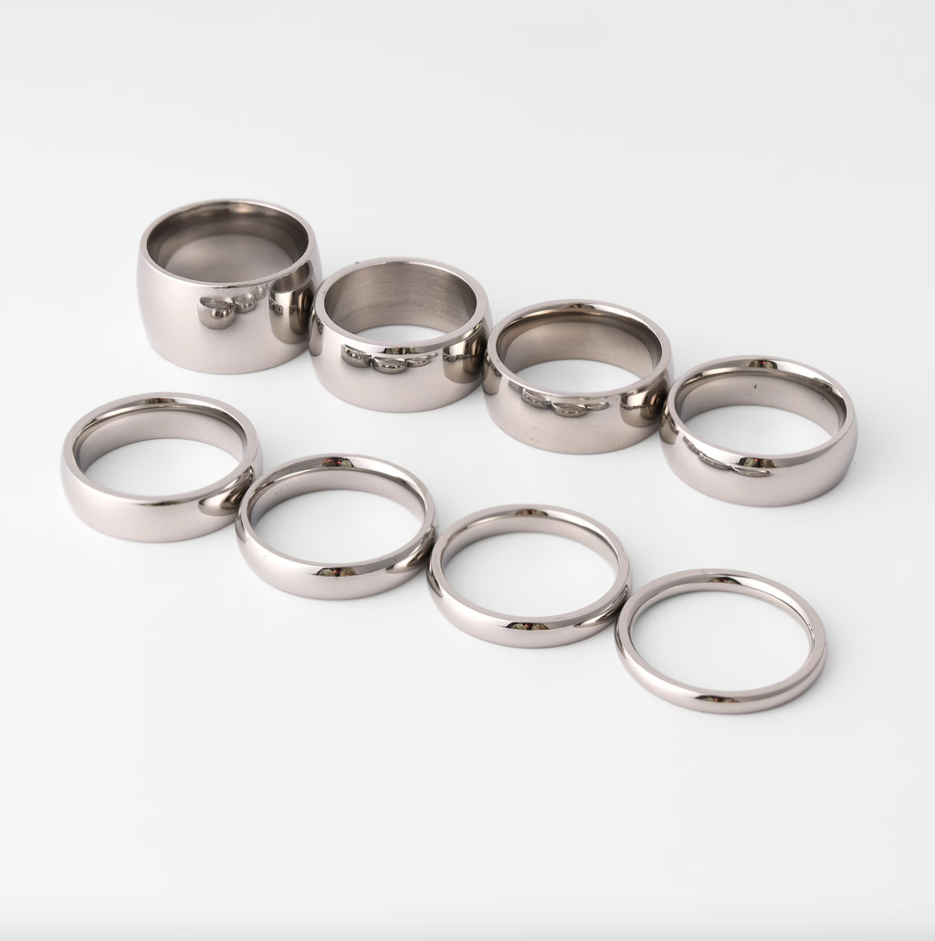 Highly Polished Rounded Stainless Steel Blank Ring Lifestyle Sizes
