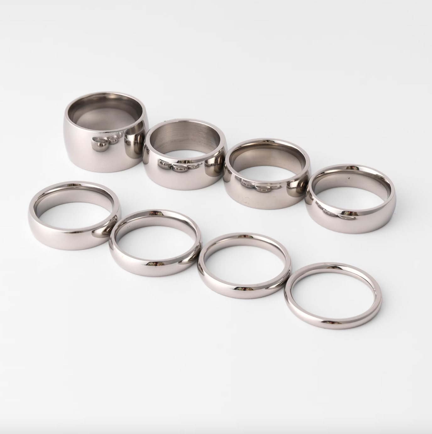 Highly Polished Rounded Stainless Steel Blank Ring Lifestyle Sizes