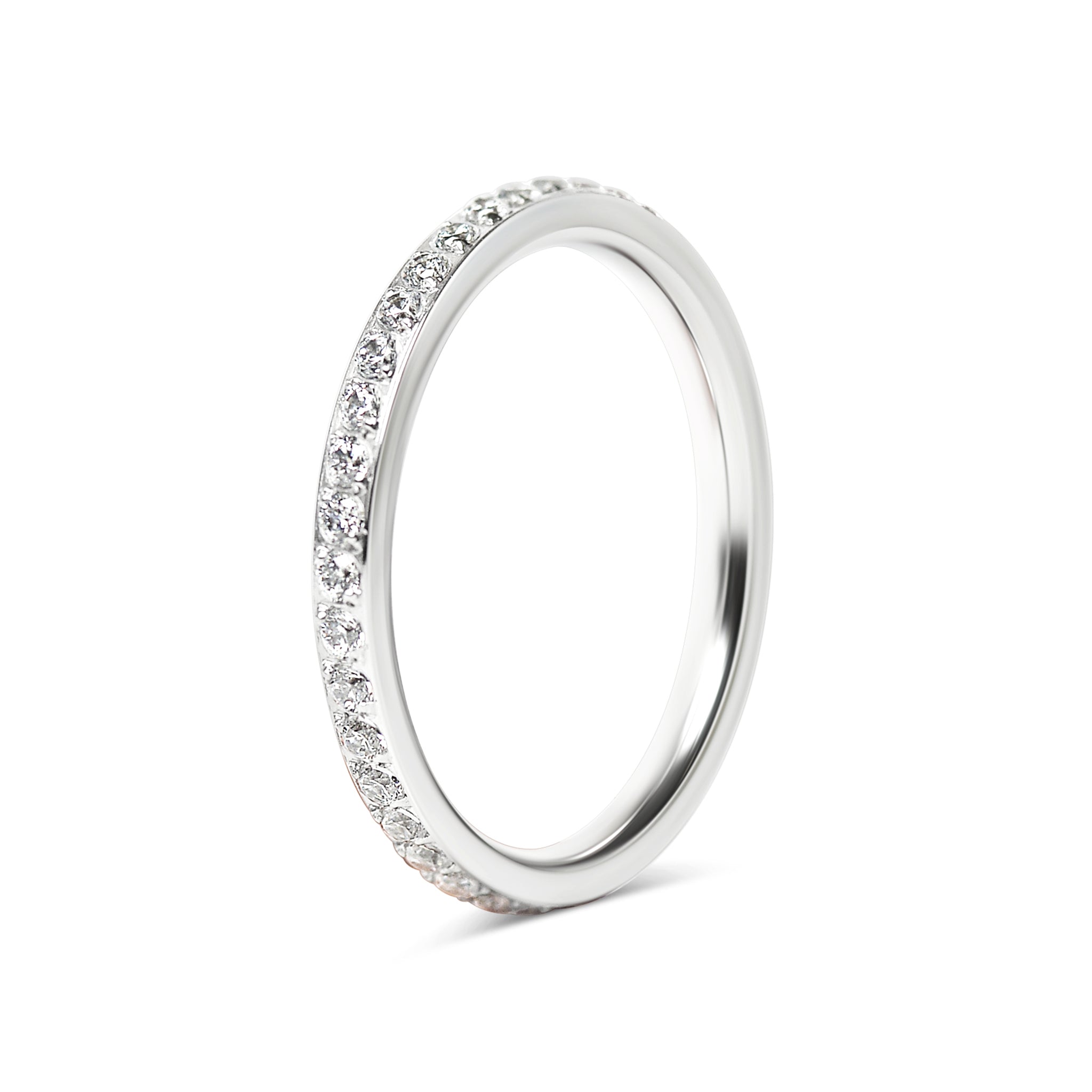 Stainless Steel CZ Ring – 316L Surgical Steel Halo Prong Set Band for Everyday Wear