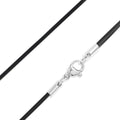 Black Leather Cord Necklace With Stainless Steel Lobster Clasp
