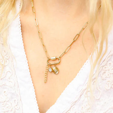 18K Gold PVD Stainless Steel Carabiner Dream Charm Paperclip Necklace