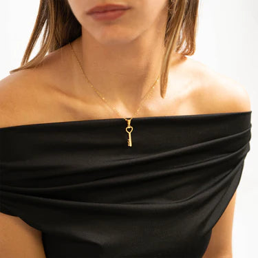 18K Gold PVD Stainless Steel Love Key Pendant Necklace